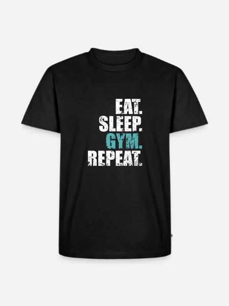 Eet slaapmogelijkheid herhalen - Mannen Premium Bio T-shirt - zwart