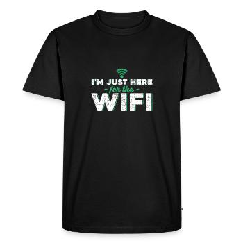 I am only here for the wifi gift Wifi - Men's Premium Organic T-Shirt - black - Front - Nico (187cm)