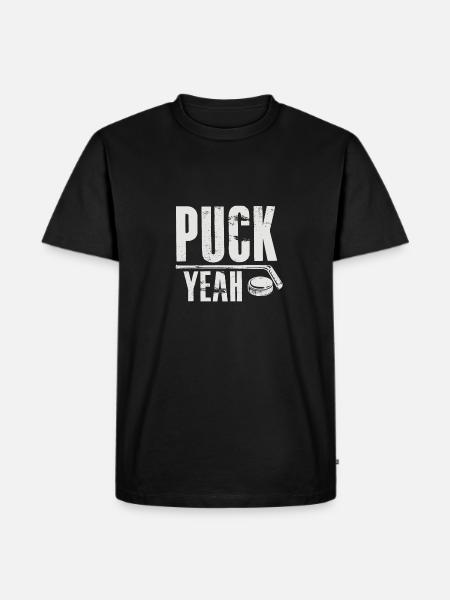 PUCK - Männer Premium Bio T-Shirt - Schwarz