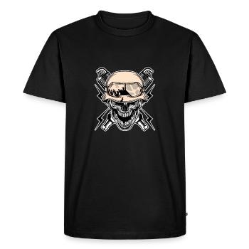 Soldat de crâne soldat de moto - T-shirt Premium bio Homme - noir - Devant - Nico (187cm)