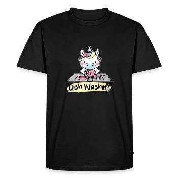 Dessins de vaisselle Licorne Licorne par AR - T-shirt Premium bio Homme - noir - Devant - Nico (187cm)