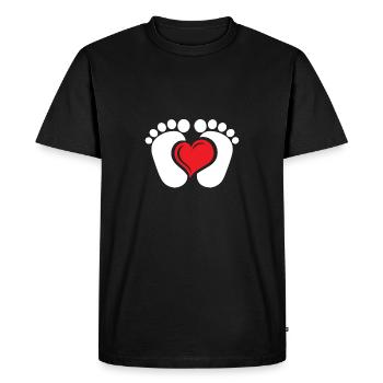 Pieds de bébé avec coeur - T-shirt Premium bio Homme - noir - Devant - Nico (187cm)