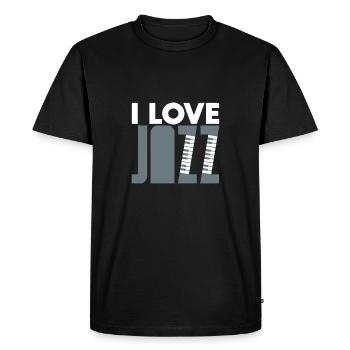 J'adore le jazz piano - T-shirt Premium bio Homme - noir - Devant - Nico (187cm)