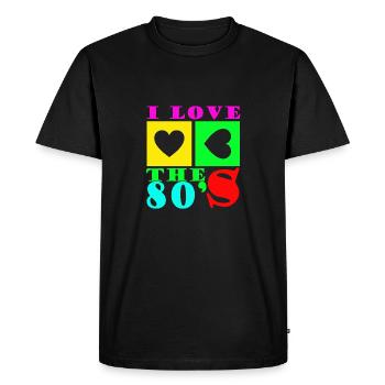 J'aime les années 80 - T-shirt Premium bio Homme - noir - Devant - Nico (187cm)
