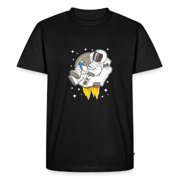 Astronaute, espace, espace, lecture, livre - T-shirt Premium bio Homme - noir - Devant - Nico (187cm)