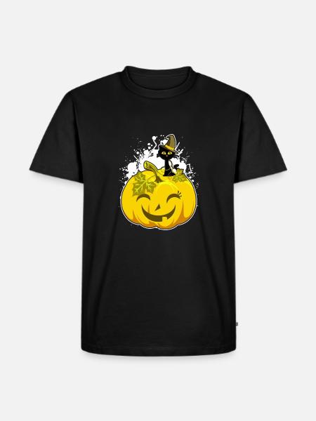 Halloween-pompoen Halloween-pompoen Halloween-pompoen - Mannen Premium Bio T-shirt - zwart