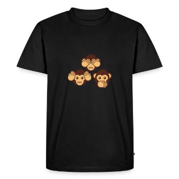 Trois singes - un aveugle, un sourd, un muet - T-shirt Premium bio Homme - noir - Devant - Nico (187cm)