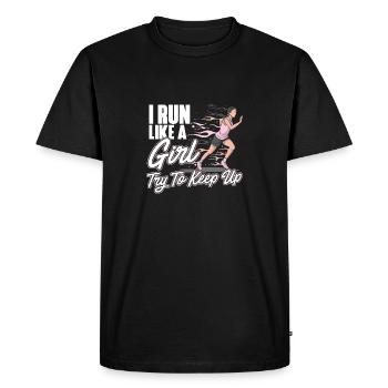 Women Girl Power Sport Run Like A Girl Gift - Men's Premium Organic T-Shirt - black - Front - Nico (187cm)