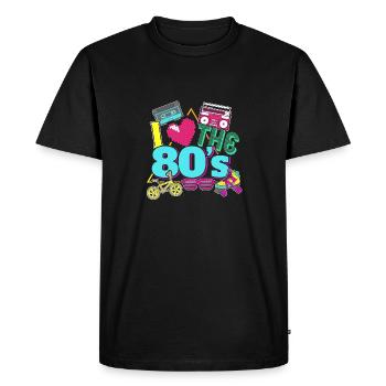 J'adore les années 80 années 80 Cassette Gift - T-shirt Premium bio Homme - noir - Devant - Nico (187cm)