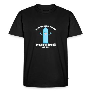 Préservatif - T-shirt Premium bio Homme - noir - Devant - Nico (187cm)