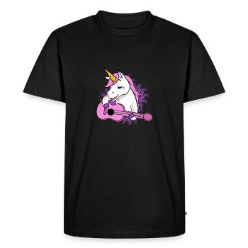 Music unicorn guitar banjo ukulele gift idea - Men's Premium Organic T-Shirt - black - Front - Nico (187cm)