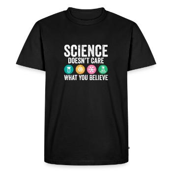 Science Pun Science Doesn't Care What You Believe - Men's Premium Organic T-Shirt - black - Front - Nico (187cm)