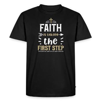 La foi, c’est faire le premier pas e... - T-shirt Premium bio Homme - noir - Devant - Nico (187cm)