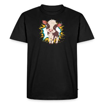 Lait de vache et de boeuf - T-shirt Premium bio Homme - noir - Devant - Nico (187cm)