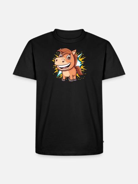 Pferde Ponyhof - Männer Premium Bio T-Shirt - Schwarz