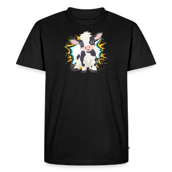 Vache Ferme Animal - T-shirt Premium bio Homme - noir - Devant - Nico (187cm)