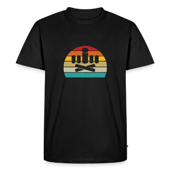 Kubb retro sunset kubb yard game player - Men's Premium Organic T-Shirt - black - Front - Nico (187cm)