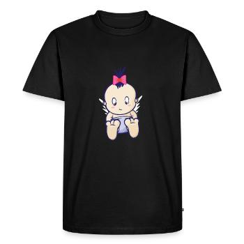 Bébé fille fille avec un arc - T-shirt Premium bio Homme - noir - Devant - Nico (187cm)