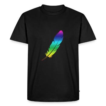 Rainbow feather bird wings. Colorful colors - Men's Premium Organic T-Shirt - black - Front - Nico (187cm)