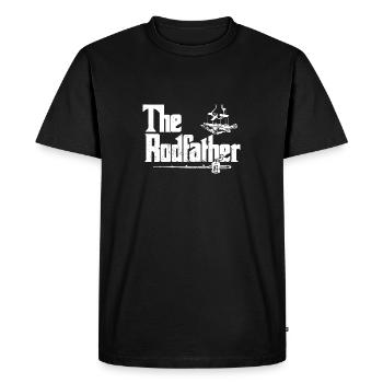 Pêcheur Amoureux de la pêche Père I Canne à pêche I - T-shirt Premium bio Homme - noir - Devant - Nico (187cm)