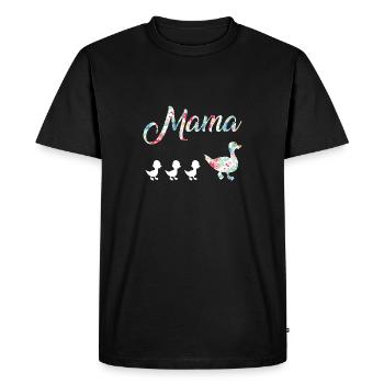 Maman canard et 3 canetons Maman florale de 3 - T-shirt Premium bio Homme - noir - Devant - Nico (187cm)