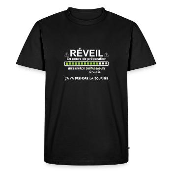 Mon Réveil En Cours De Téléchargement - T-shirt Premium bio Homme - noir - Devant - Nico (187cm)