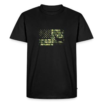 Drapeau américain I Chasseur de cerfs I Camo États-Unis - T-shirt Premium bio Homme - noir - Devant - Nico (187cm)