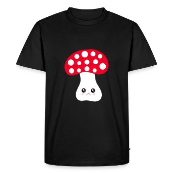 Kawaii champignon Toadstool mignon rouge avec visage - T-shirt Premium bio Homme - noir - Devant - Nico (187cm)
