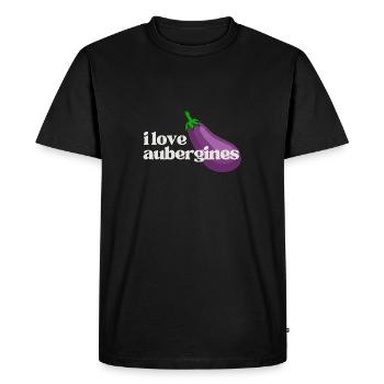 J’adore les aubergines (aubergines) - T-shirt Premium bio Homme - noir - Devant - Nico (187cm)