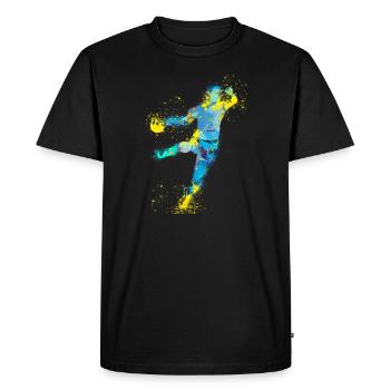 Handball, handballer, beach handball,graffiti, illu - Men's Premium Organic T-Shirt - black - Front - Nico (187cm)