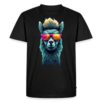 Lama avec lunettes de soleil - T-shirt Premium bio Homme - noir - Devant - Nico (187cm)