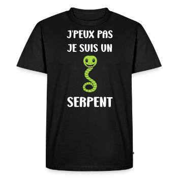 Humour petit serpent - T-shirt Premium bio Homme - noir - Devant - Nico (187cm)