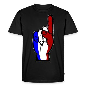 France flag number 1 used used - Men's Premium Organic T-Shirt - black - Front - Nico (187cm)