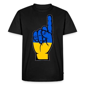 Drapeau de l’Ukraine numéro 1 - T-shirt Premium bio Homme - noir - Devant - Nico (187cm)