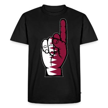 Qatar flag number 1 - Men's Premium Organic T-Shirt - black - Front - Nico (187cm)