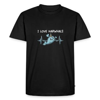 Narwhal Unicorn Whale - Men's Premium Organic T-Shirt - black - Front - Nico (187cm)