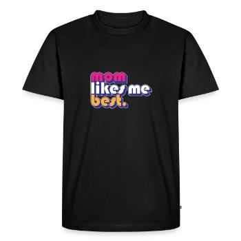 Maman m’aime le mieux L’enfant préféré de maman Drôle - T-shirt Premium bio Homme - noir - Devant - Nico (187cm)