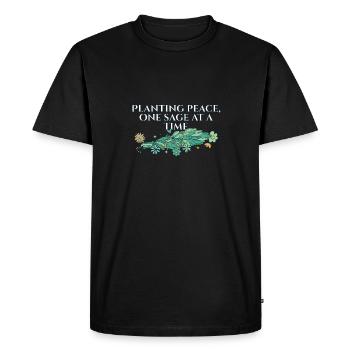 Planter la paix, un sage à la fois, des bâtons de tache - T-shirt Premium bio Homme - noir - Devant - Nico (187cm)