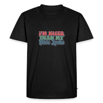 Je suis plus gentil que mon visage a l’air sarcastique citation - T-shirt Premium bio Homme - noir - Devant - Nico (187cm)