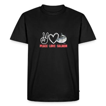 Pêche au saumon Pêcheur de saumon - T-shirt Premium bio Homme - noir - Devant - Nico (187cm)