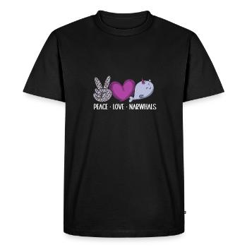 Narwhal Unicorn Whale - Men's Premium Organic T-Shirt - black - Front - Nico (187cm)