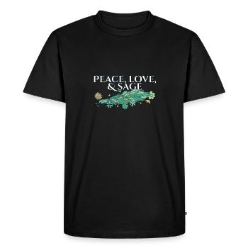 Bâtons de paix, d'amour et de sauge, guérison, combustion - T-shirt Premium bio Homme - noir - Devant - Nico (187cm)