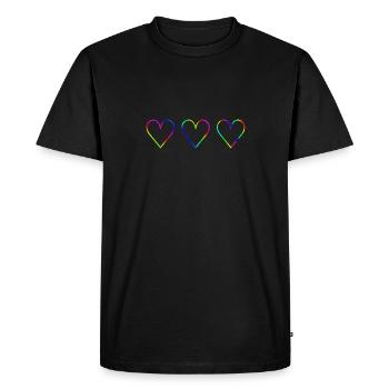 Rainbow Hearts Idée cadeau LGBT LGBTQ+ - T-shirt Premium bio Homme - noir - Devant - Nico (187cm)
