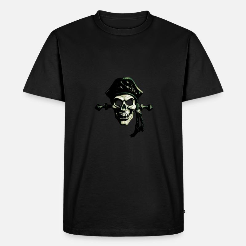 Pirat Ghost - Männer Premium Bio T-Shirt - Schwarz