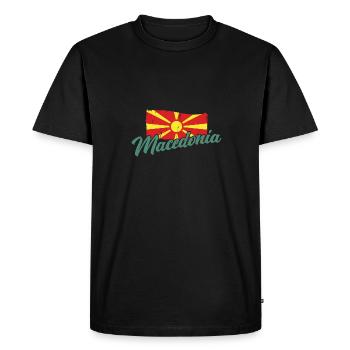 Macedonia Skopje Balkan Origin Flag National - Men's Premium Organic T-Shirt - black - Front - Nico (187cm)