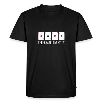 Celebrate Diversity Aces Spades Texas Hold'em Poke - Men's Premium Organic T-Shirt - black - Front - Nico (187cm)
