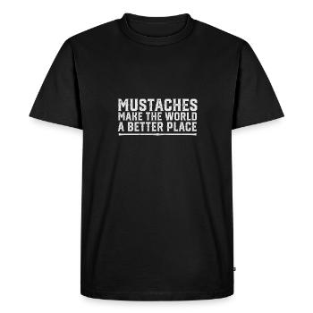 Drôles de moustaches pogonophiles font du monde un - T-shirt Premium bio Homme - noir - Devant - Nico (187cm)