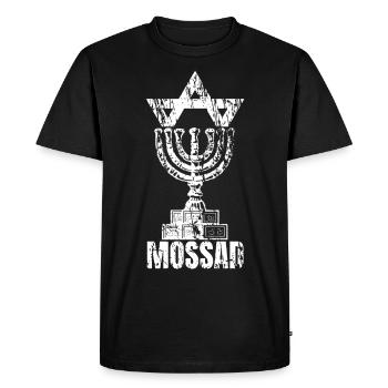 Mossad Israël Renseignement israélien Tel Aviv - T-shirt Premium bio Homme - noir - Devant - Nico (187cm)