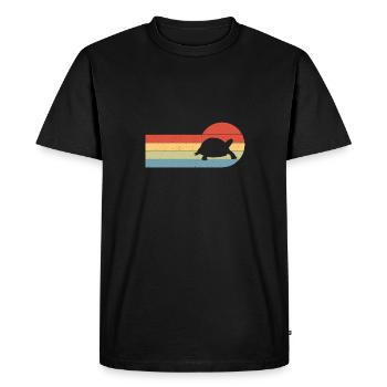 Sunset Retro Reptile Turtle Tortoise Fan - T-shirt Premium bio Homme - noir - Devant - Nico (187cm)
