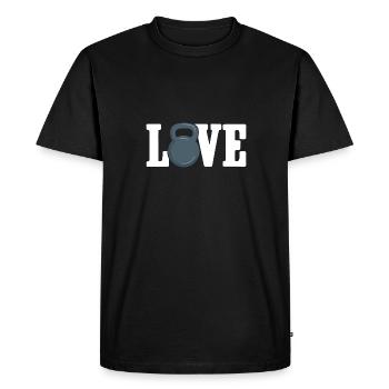Kettlebell Workout Fitness Training - Men's Premium Organic T-Shirt - black - Front - Nico (187cm)